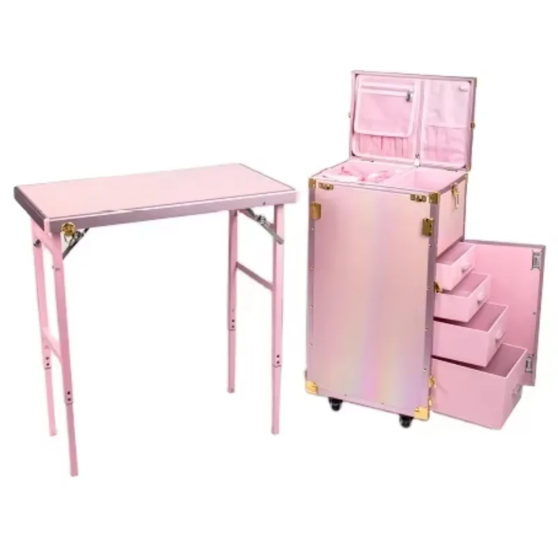 

Newest PU Nail Table Manicure Beauty Salon Nail Desk Luxury Manicure Table with Folded Separately Table
