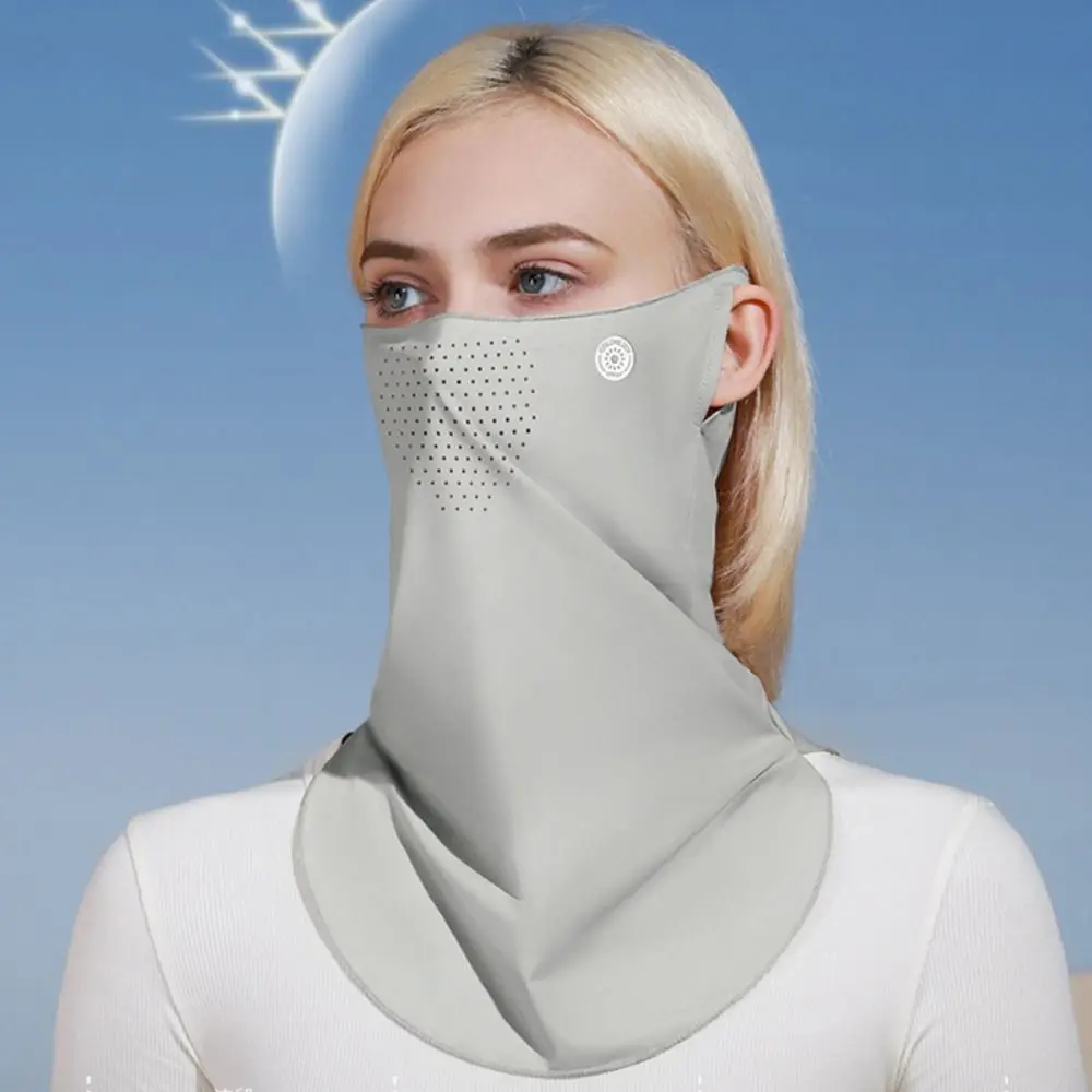 Solid Color Ice Silk Mask Summer Face Scarves UV Protection Neck Wrap Cover Sun Proof Bib Neck Wrap Cover Sunscreen Face Scarf