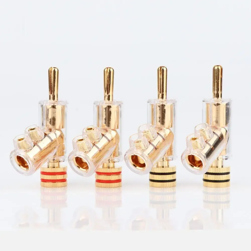 Hifi Audio Gold Plated Closed Screw Lock Speaker Cable Banana Plug Connector for DIY Speaker Wire Audio/Video Receiver