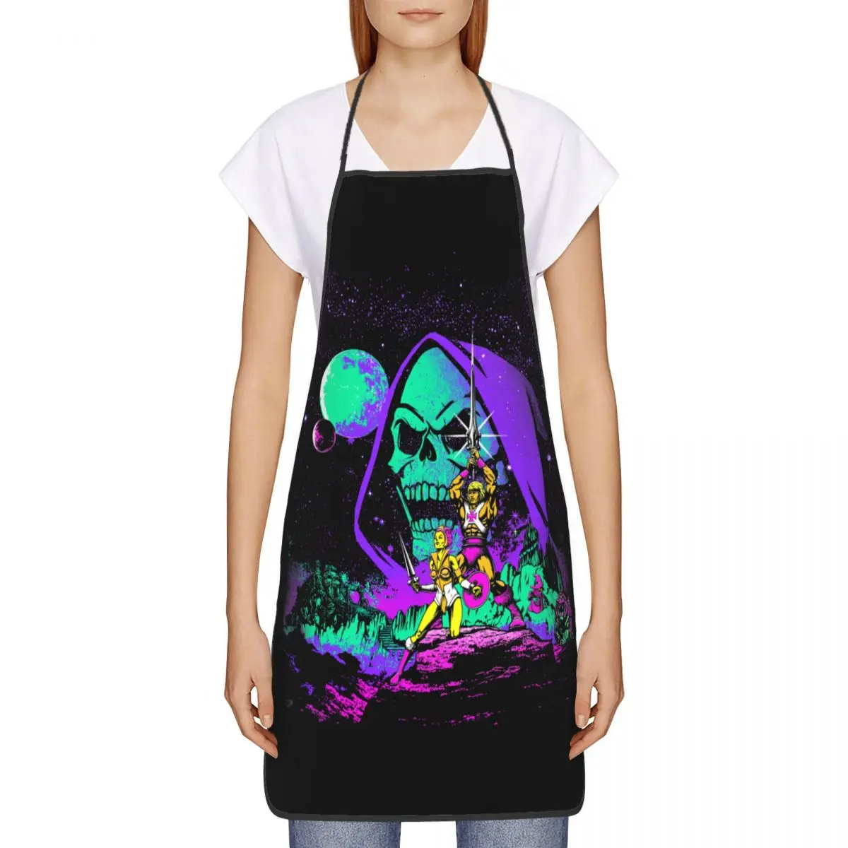 Unisex He-Man Masters Of The Universe Kitchen Chef Cooking Baking Apron Skeletor 80s She-Ra Beast Tablier Cuisine for Gardening