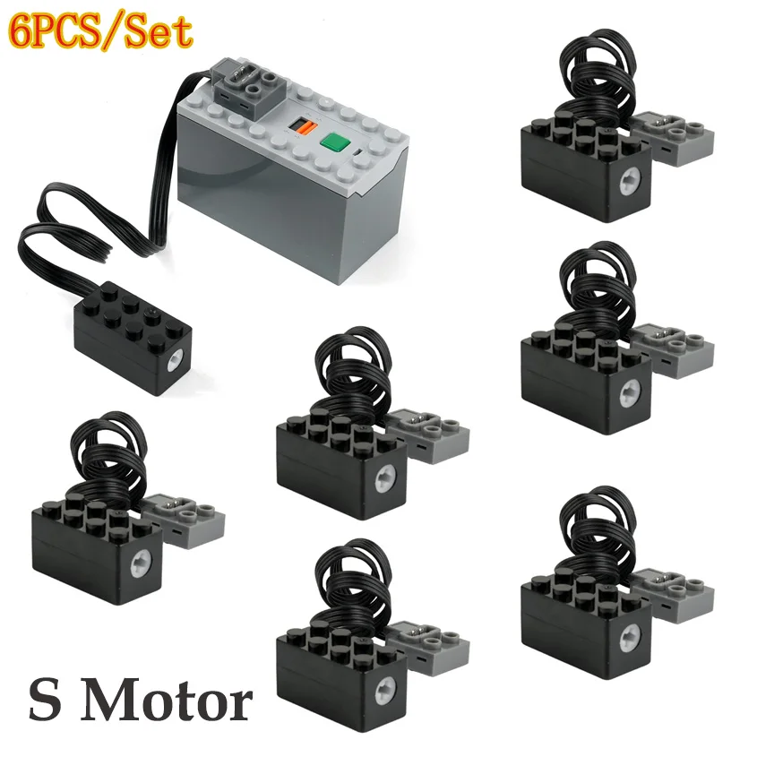 

6 шт./компл. S приводной двигатель, технология строительных блоков, детали, силовые функции, поддержка вперед, реверс, медленный MOC, кирпичи, игрушки, аксессуары