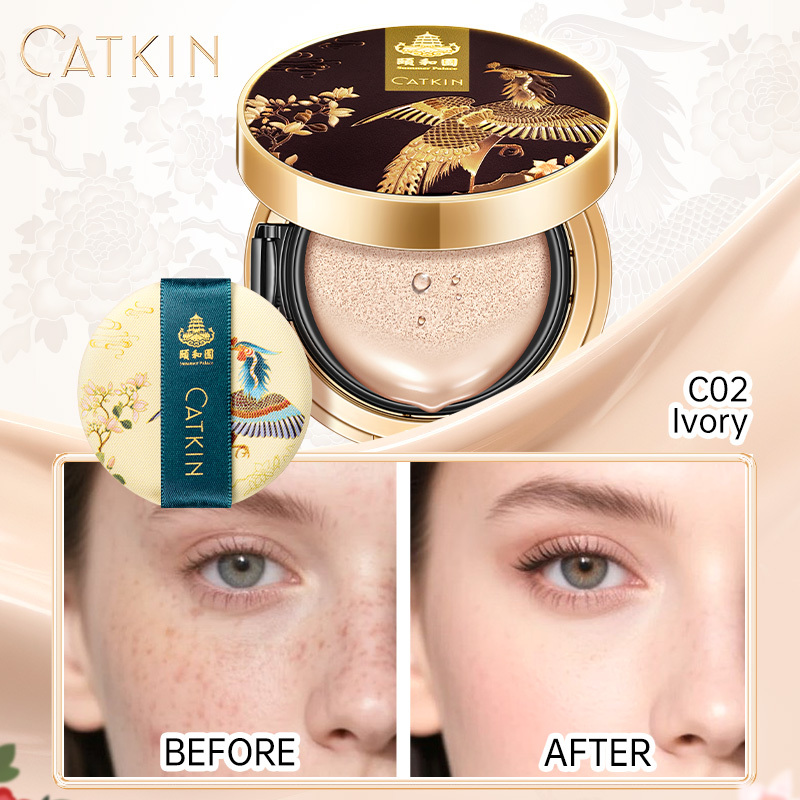  Catkin Phoenix Cushion Foundation Full Coverage, Sheer Satin Finish, Refill Included, Light Beige 