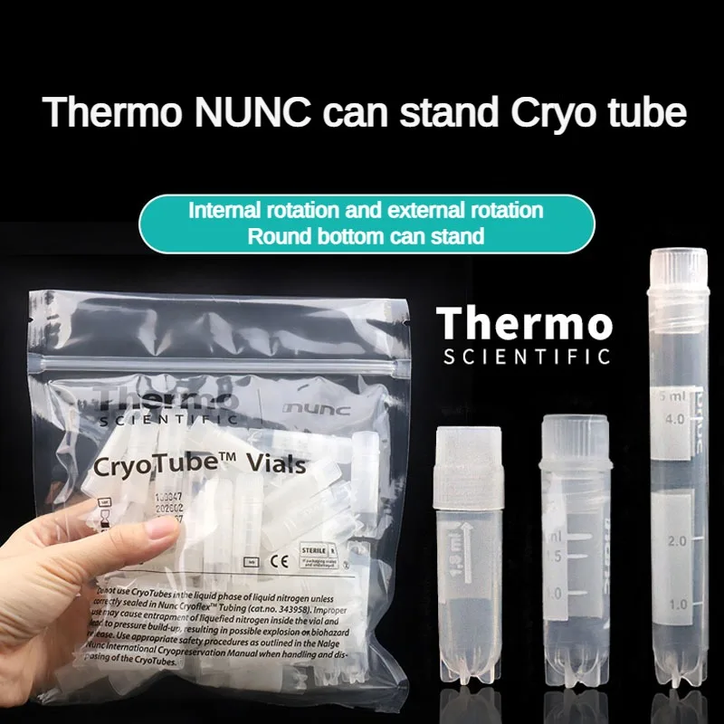 50Pcs NUNC SCIENTIFIC Cryo Tube 1.2/2/5ml External/internal Rotation Cryogenic Tube Cell Cryotube for Biological Cell Culture