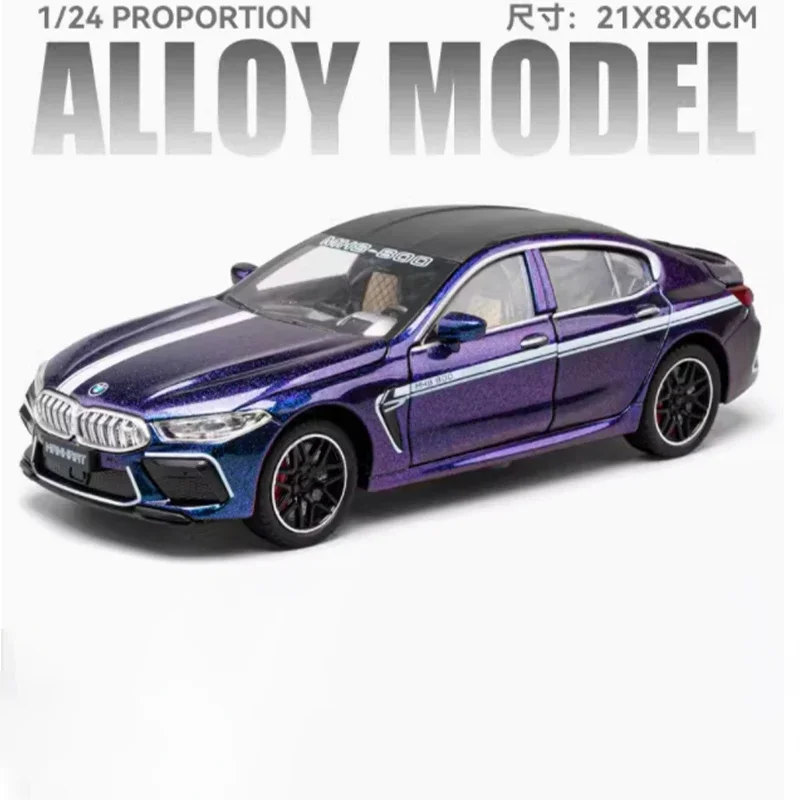 Similation 1:24 BMW M8 Supercar modello di auto in lega suono e luce tirare indietro pressofuso giocattolo per bambini da collezione regalo di compleanno