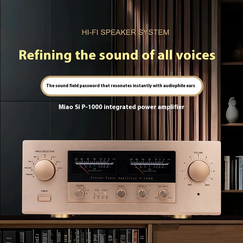 

MUSMYS P-1000 Class A/AB HiFi Integrated Amplifier, Audiophile High Power Amp with VU Meters, Dual Transformers