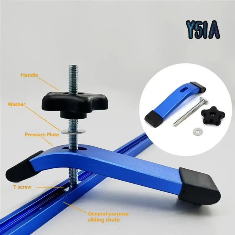

Y51A-6Pack T-Track Hold Down Clamp With T Bolts & Silder,Aluminum Alloy T Track Clamps For Woodworking
