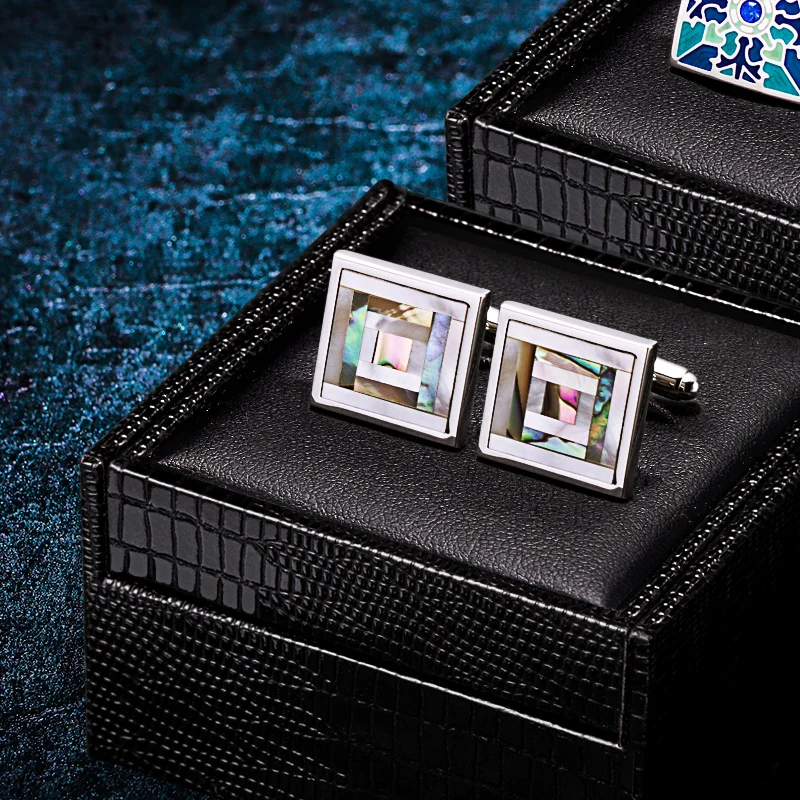 KFLK ジュエリーシャツカフスメンズブランドカラーシェルカフスファッションボタン高品質高級結婚式のゲスト