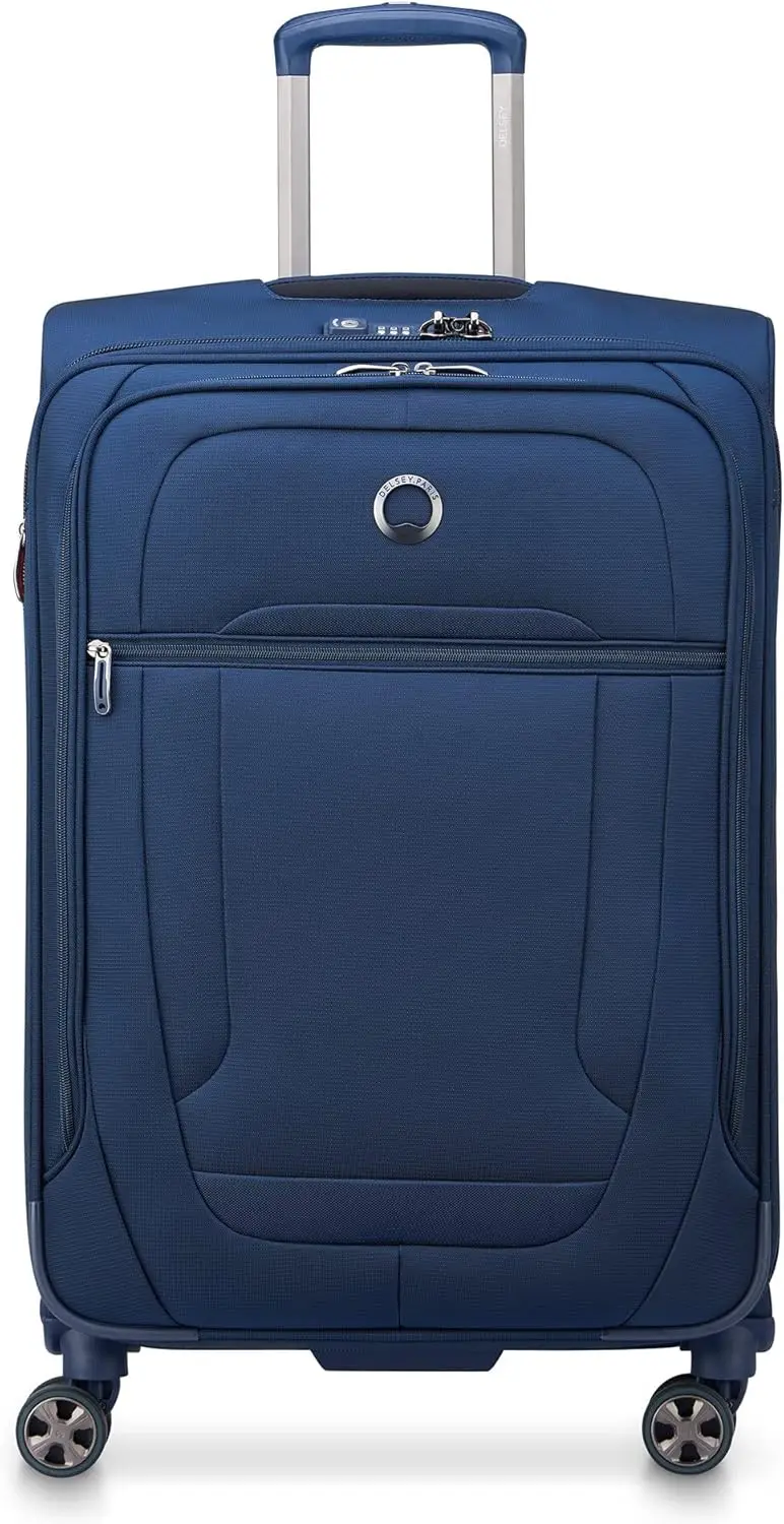 

Lightweight Expandable Luggage with Spinner Wheels, Navy Blue, Checked-Medium 25 Inch