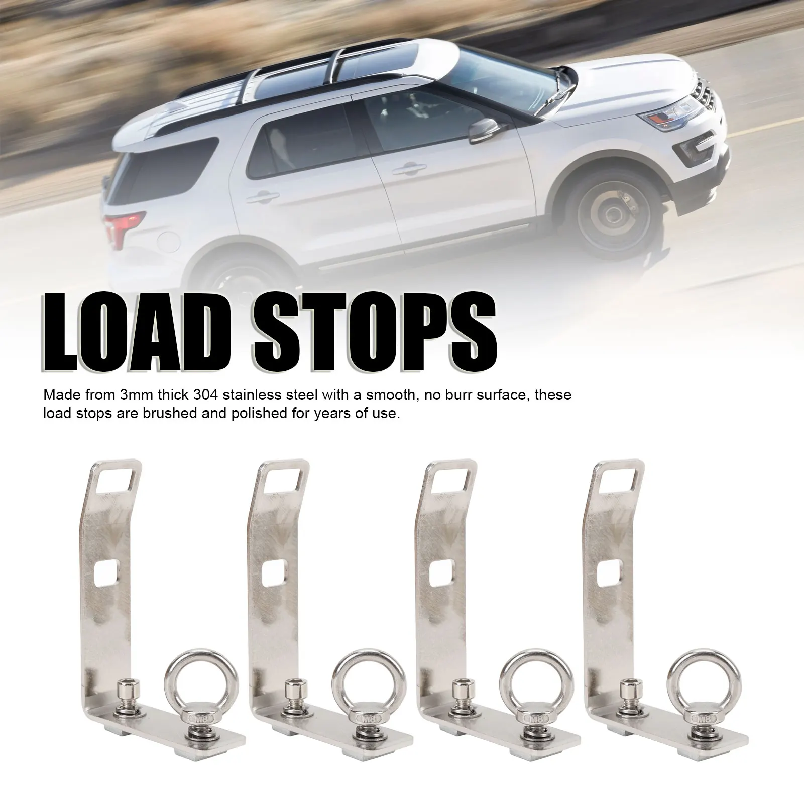 Replace T Slot Truck Cross Bar 304 Stainless Steel For Ladder Firewood Skis And Kayak 4Pcs Roof Rack Load Stops