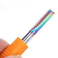 1piece 3.175mm 4mm 6mm Two Flutes Straight Slot Colorful Coated End Milling Cutter For Wood CNC Engraving Carbide Endmills