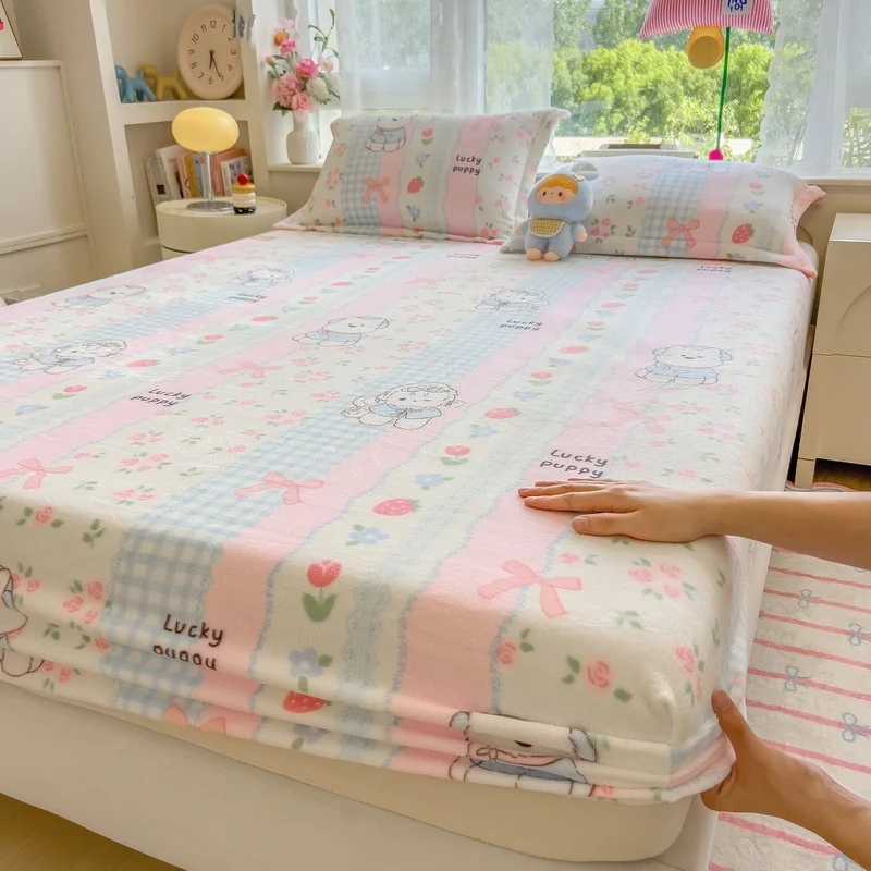 

Мягкое покрывало на кровать с мультяшным принтом, простыня, односпальное/двойное/королевское/королевское белье, couvre с подсветкой, домашние теплые простыни (без наволочки)