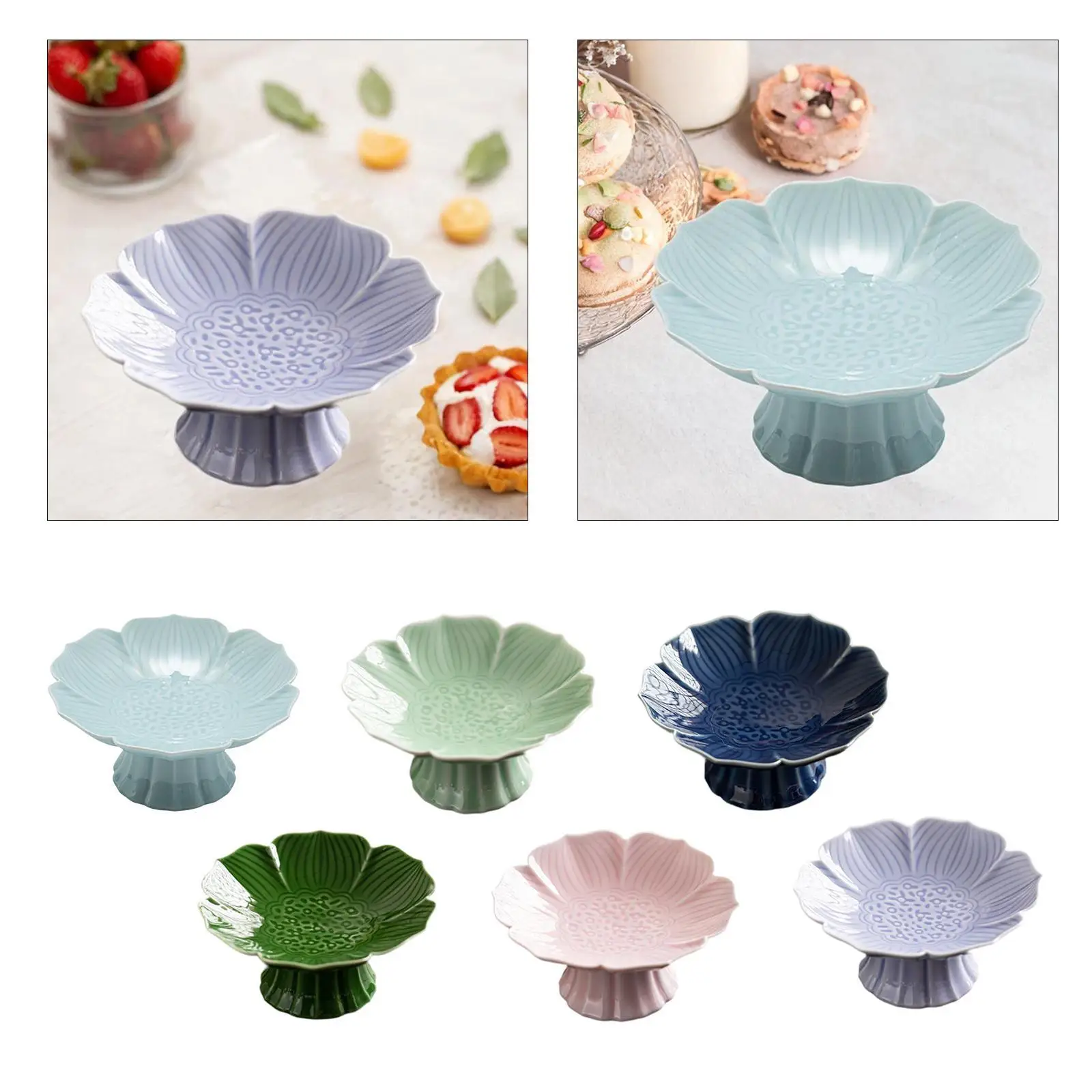 Porcelain Footed Bowl Dessert Cake Serving Bowl Fruit and Vegetable Holder Decorative Bowl Fruit Tray for Dining Table Kitchen