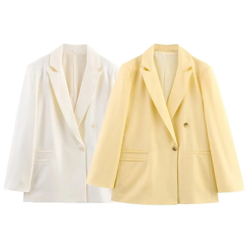 سترة نسائية صيفية جديدة لعام 2025 بأكمام طويلة وتصميم بسيط مريح بملمس الكتان مناسبة للعمل قطعة واحدة #2