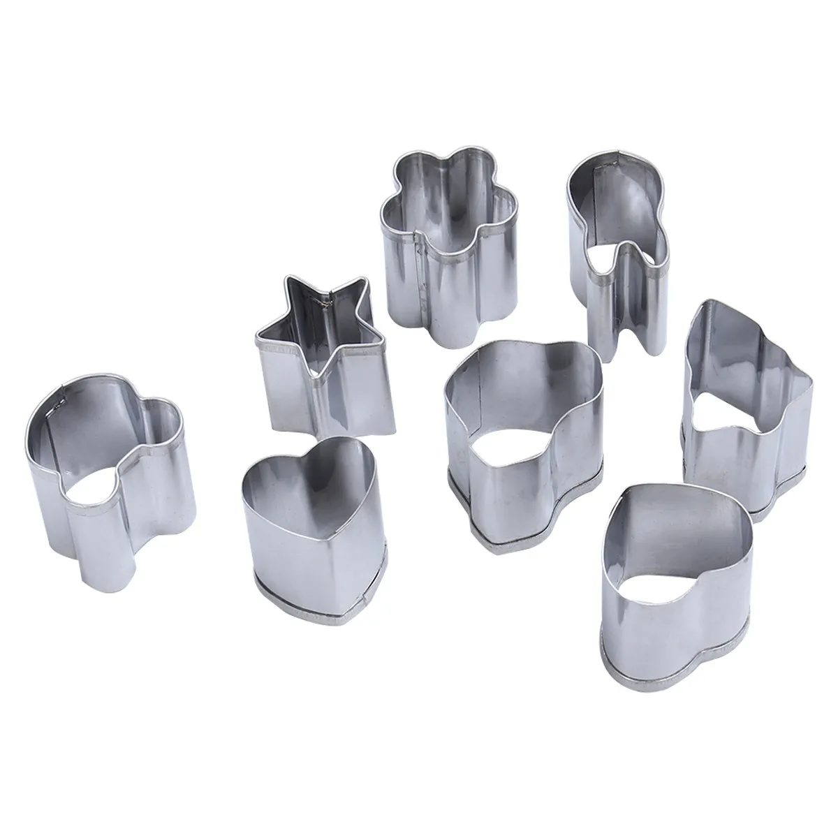 8Pcs Food Safe Stainless Steel Cookie Mould Set Smooth Edge Easy Release Baking Tools for Weddings Bridal Showers Birthday