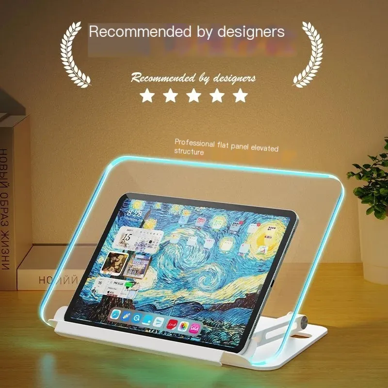 Imagem -03 - Transparente Folding Tablet pc Suporte Suporte Universal Tablet Portátil com Luz Atmosfera para Ipad Samsung Pad Huawei Xiaomi