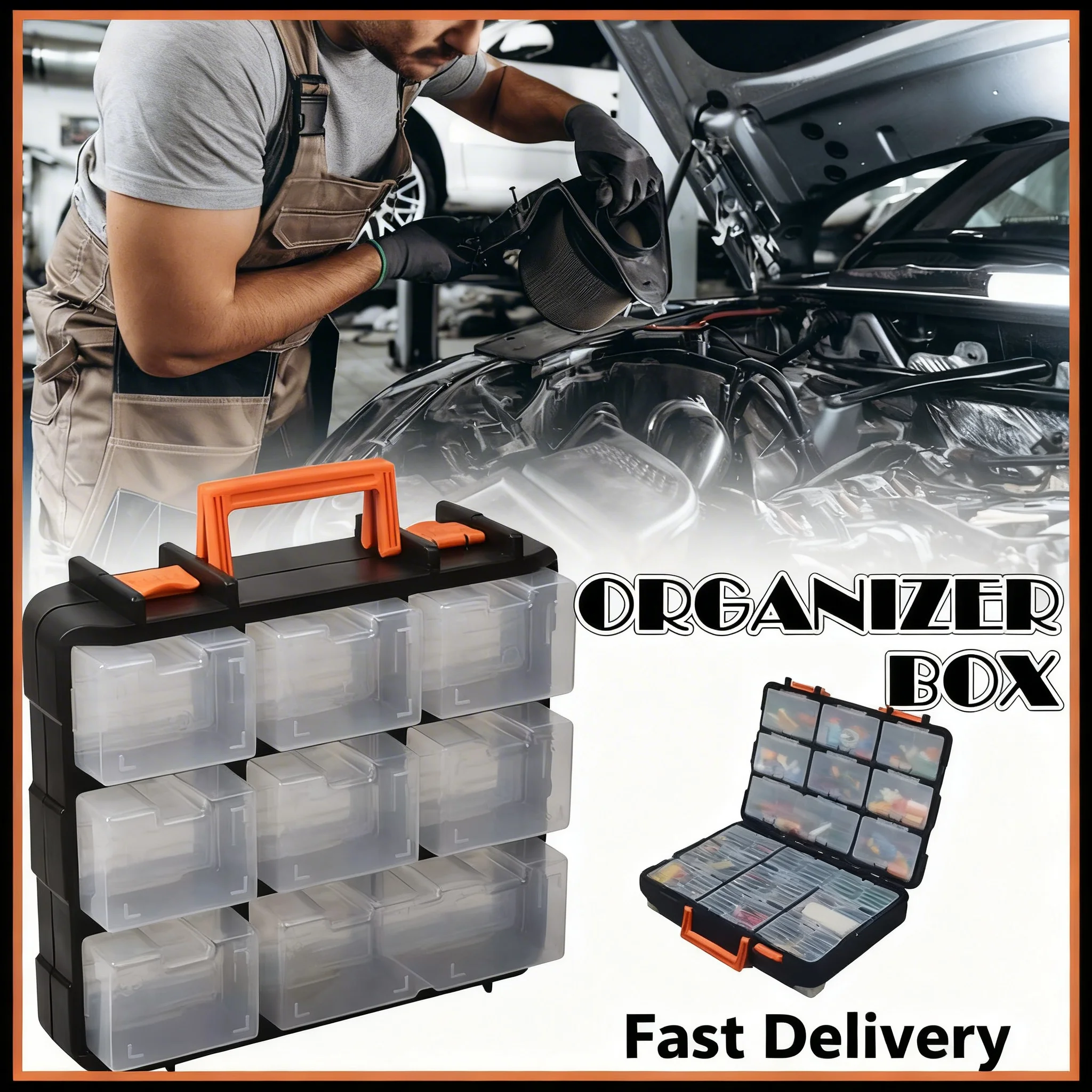 1/2PCS 16 Compartment Detachable Tool Organizer Box - Plastic Storage For Screws, Nuts, Bolts, Toys Fishing Boxes Storage Tool