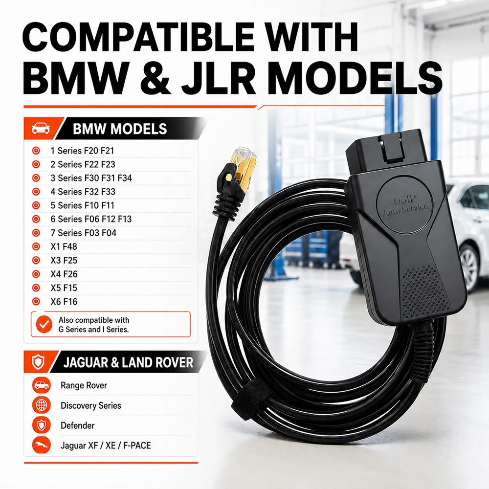 ENET OBD2 Adapter for BMW F G Series & Jaguar Land Rover DOIP–2m Gold Plated Diagnostic Lead for E-SYS ISTA BimmerCode Bootmod3