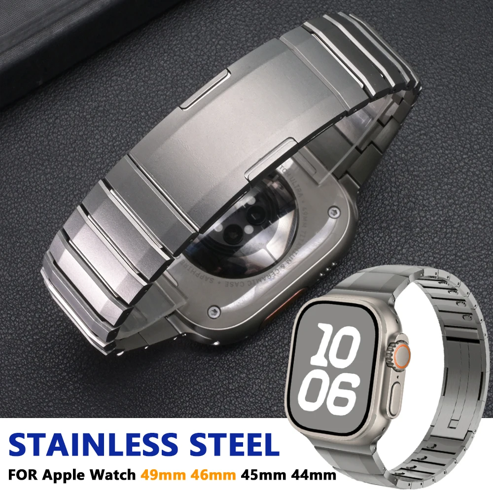 

Ремешок из нержавеющей стали Quick Fit для Apple Watch Ultra 3 2 49 мм, Series 11 10 46 мм, роскошный ремешок для iWatch 9 8 7 6 5 4 SE 44 мм 45 мм