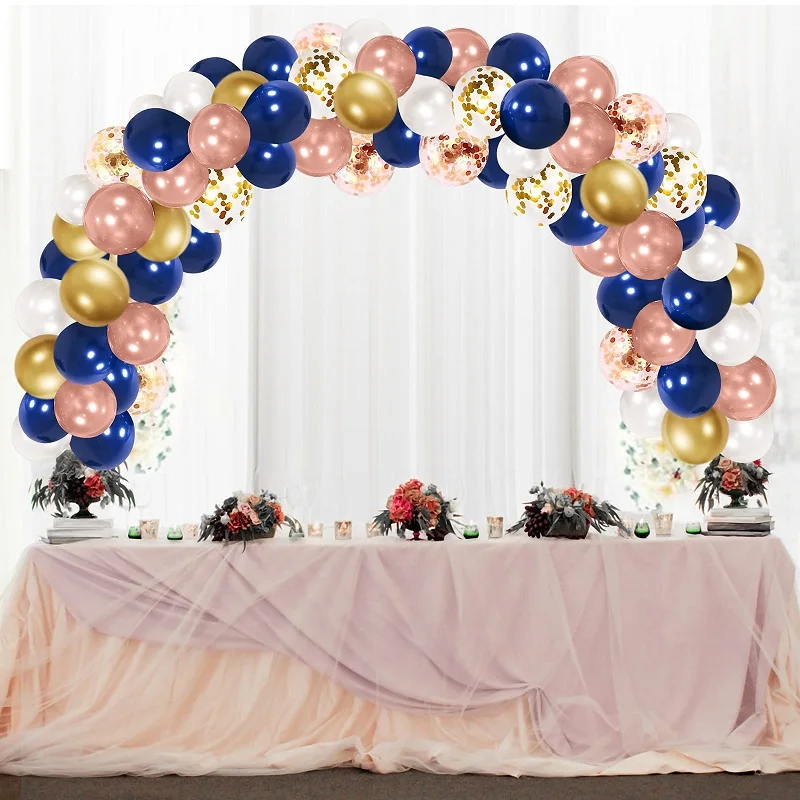 

Navy Blue Rose Gold Balloon Garland Arch Kit Wedding Engagement Birthday Baby Shower Decorations Indoor and Outdoor Party Supply