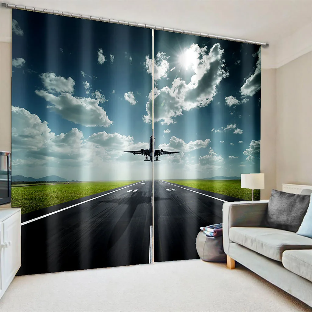 Modern Home Decoration Blackout 3D Curtain blue sky fly curtains 3D Window Curtain For Living Room