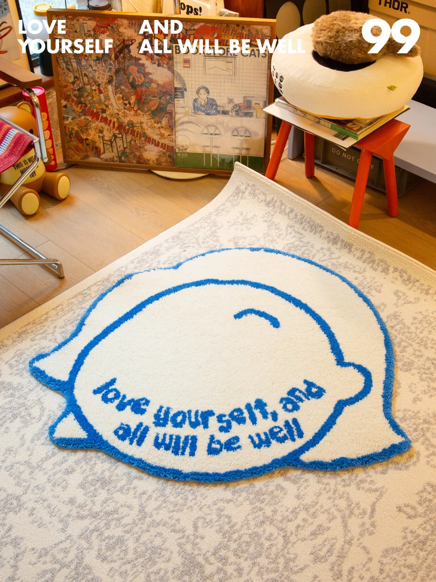Adorable Flocking Carpet Soft Absorbent Bathroom Bedroom Mat Couple Gift Machine Washable Non-Slip High Absorption Polyester ...
