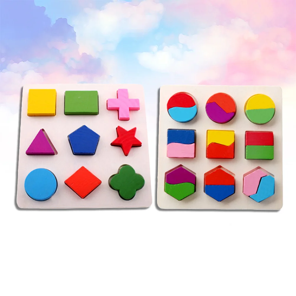 2-teiliges kognitives Form-Puzzle-Brett für Kinder, pädagogisches Frühlernspiel zur Farb- und Formerkennung aus Holz
