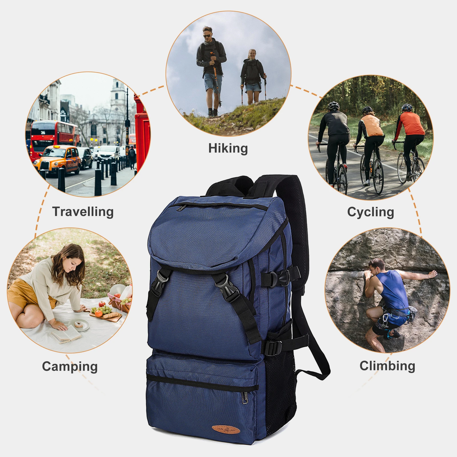 Waterproof Hiking Backpack for Men and Women, Lightweight Camping Climbing Backpack with Comfort Design, Outdoor Travel Daypack