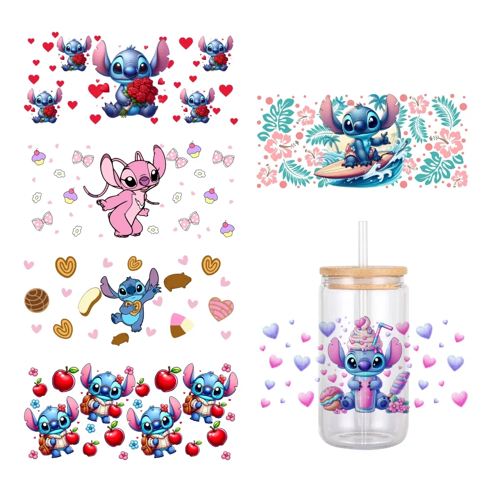 

Disney Stitch Lilo Cartoon Pattern UV DTF Transfer Sticker Waterproof Transfers Decals For 16oz Glass Cup Wrap Stickers