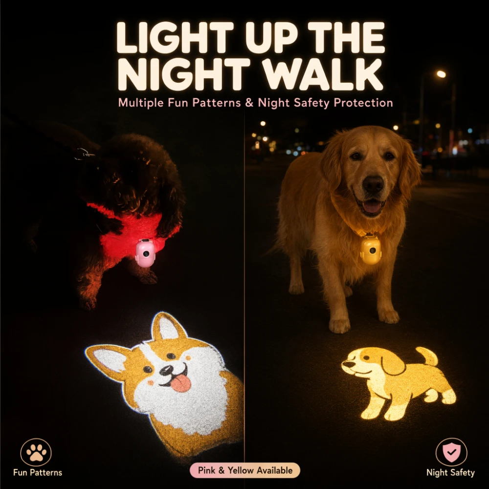Rechargeable LED Pet Projector Light with customizable patterns, ambient light for pet photos of cats and dogs, holiday lgifts