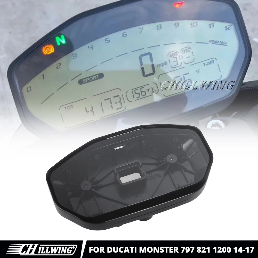 Cubierta de instrumentos para motocicleta Ducati Monster 821 797 1200 2014 2015 2016 2017, juego de velocímetro y tacómetro para el tablero
