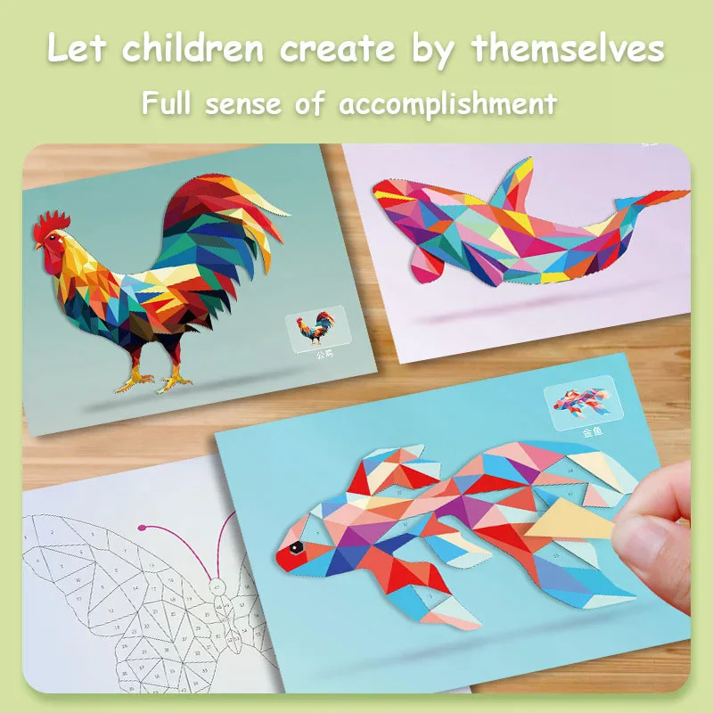 Jouet éducatif de Collage géométrique 3D pour enfants, autocollants de dessin animé, Kit artisanal pour débutants