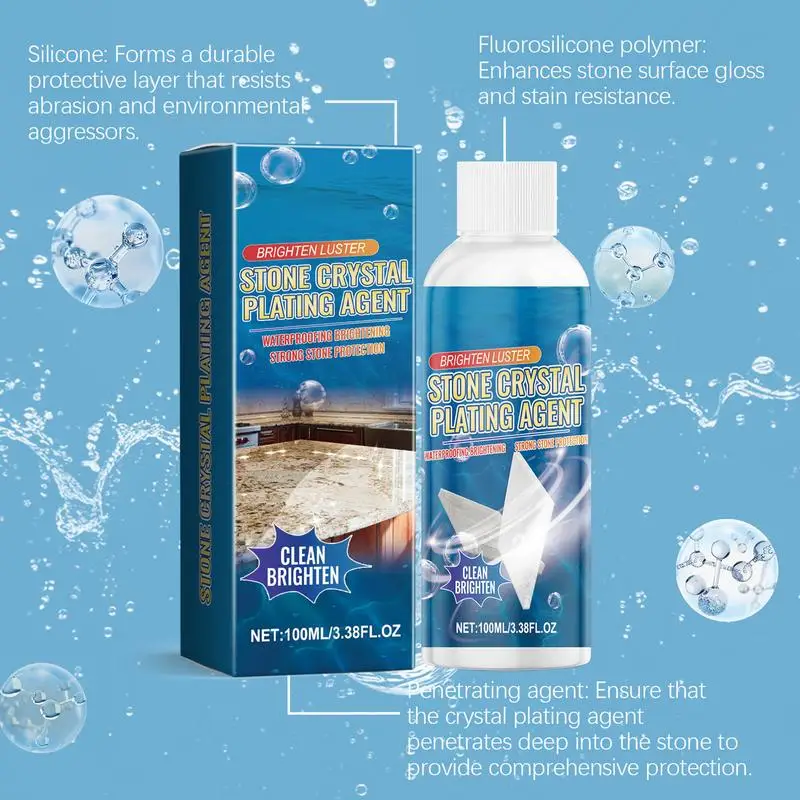 Marble Cleaner Stain Remover Crystal Stone & Marble Cleaning Agent Crystal Stone & Marble Cleaning Agent 100ml For Kitchen Patio