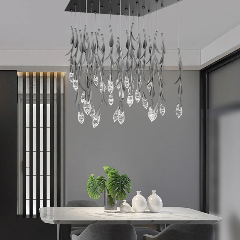 Luxury American Black Crystal Lustre Chandelier, Dimmable Round Hardware Pendant Lamp for Villa