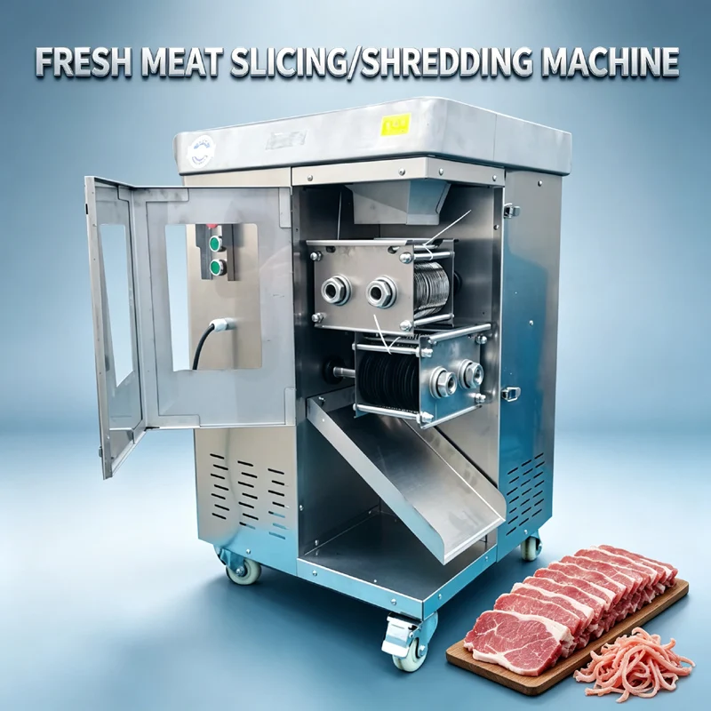 Restaurant Canteen Use Fresh Meat Cutter Commercial One Time Forming Meat Shredded Machine Meat Slicing Machine With Double Blad