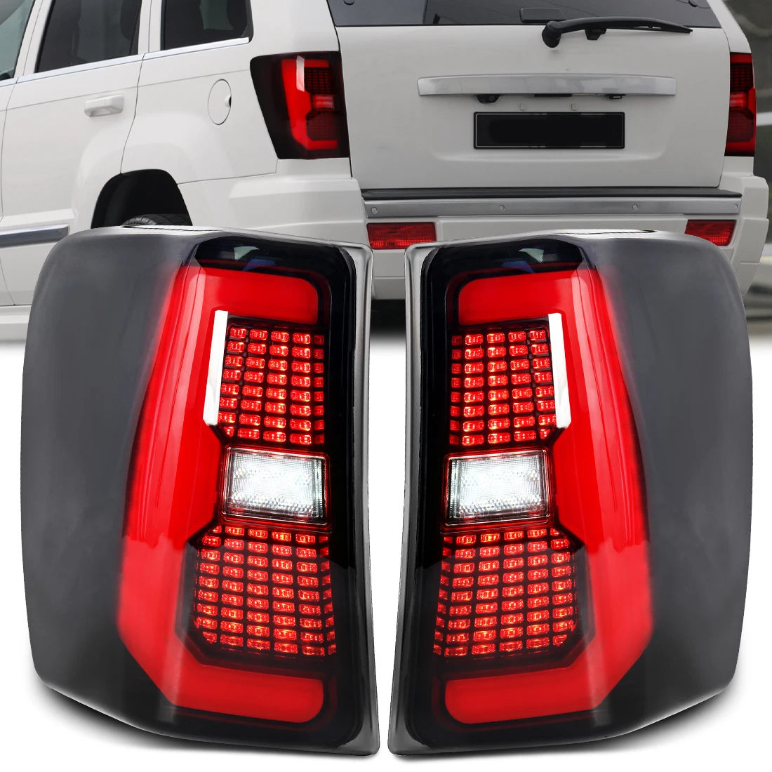 

Автомобильный светодиодный задний фонарь для Jeep Grand Cherokee 1999-2004, задний ходовой фонарь, тормозной задний динамический указатель поворота, автомобильные аксессуары 12 В