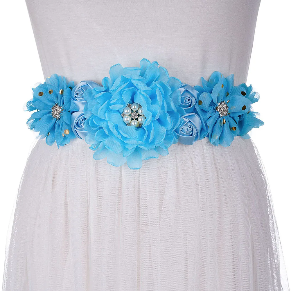 

1Pc Glamorous Rose Flower Belt With Crystal And Pearl For Women Party Dress Decorative Accessory