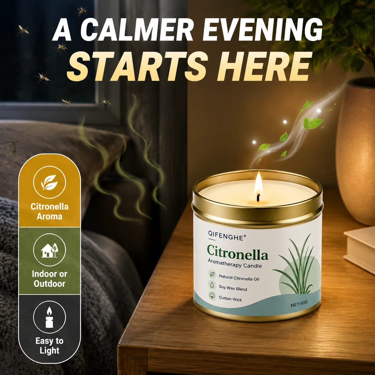 Citronella Candle Outdoor, Lemongrass Scented Candle for Patio Garden Backyard Camping Summer BBQ Party Long Lasting Home Decor