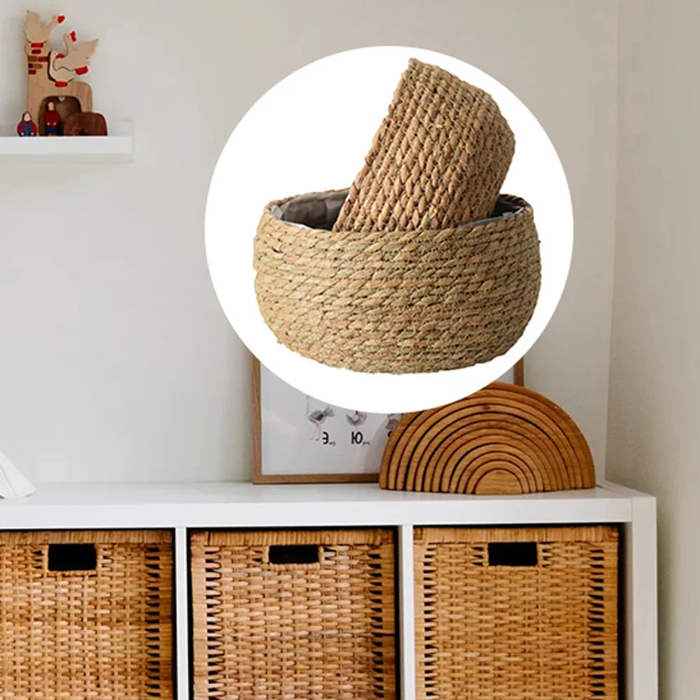 

Rattan Woven Basket Weaving Basket Succulent Container Round Straw Basket Waving Flowerpot