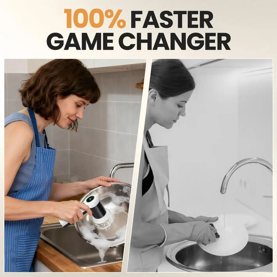 Szczotka do czyszczenia łazienki, bezprzewodowa szczotka obrotowa, w pełni wodoodporna IPX7 z 6 wymiennymi główkami do czyszczenia wanny, kuchni i okien.