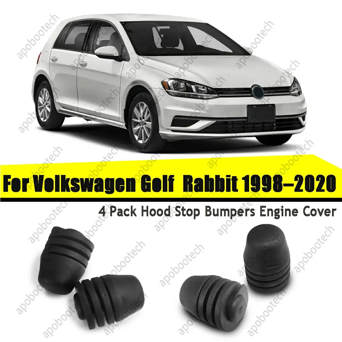 For Volkswagen Golf Rabbit 1998–2020 4Pcs Car Engine Hood Tailgate Rubber Stop Mount Bush Buffer Cushion Replacement Accessory