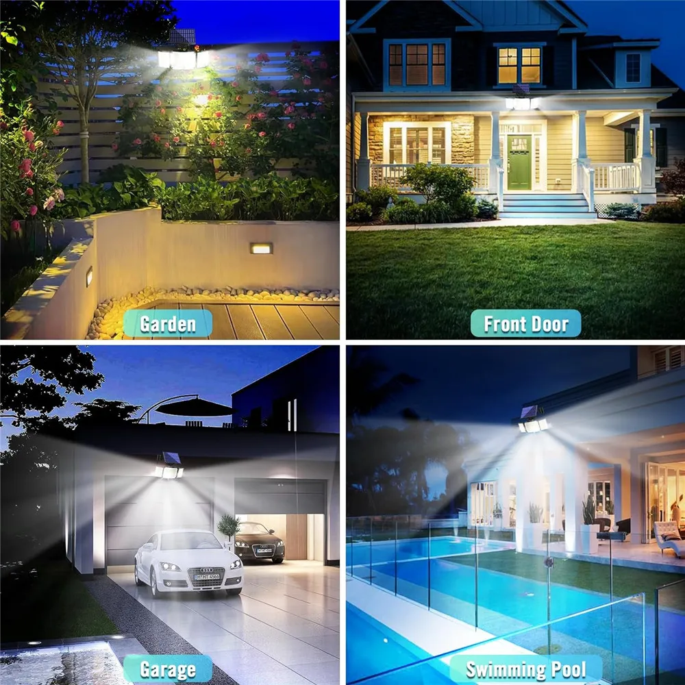 Solar Light Outdoor 346/256 LED Integrated Super Bright Motion Sensor Strong Power IP65 Waterproof 3 Working Modes Garden Wall