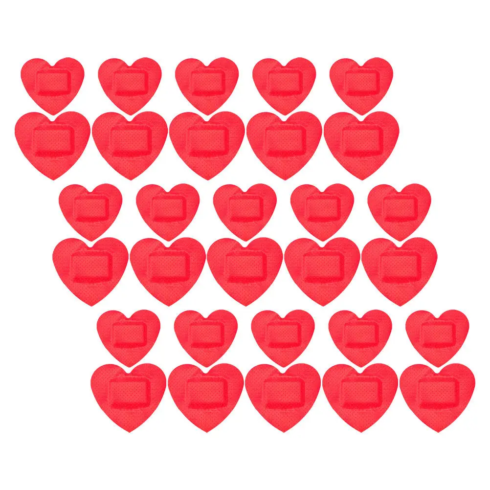 50Pcs Heart Shaped Waterproof Adhesive Bandages Flexible Fabric Bandage Strips for Emergency Outdoor Wound Care