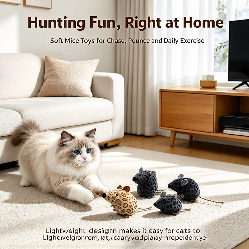 Cat Toy Plush Simulation Mouse Catnip Teaser Toy Self Play Chasing Toy Bite Resistant Interactive Pet Supplies for Kitten Indoor