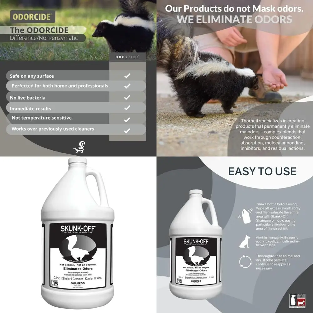 

Шампунь для устранения запаха скунка для домашних животных, тканей и поверхностей - без ферментов, 1 галлон