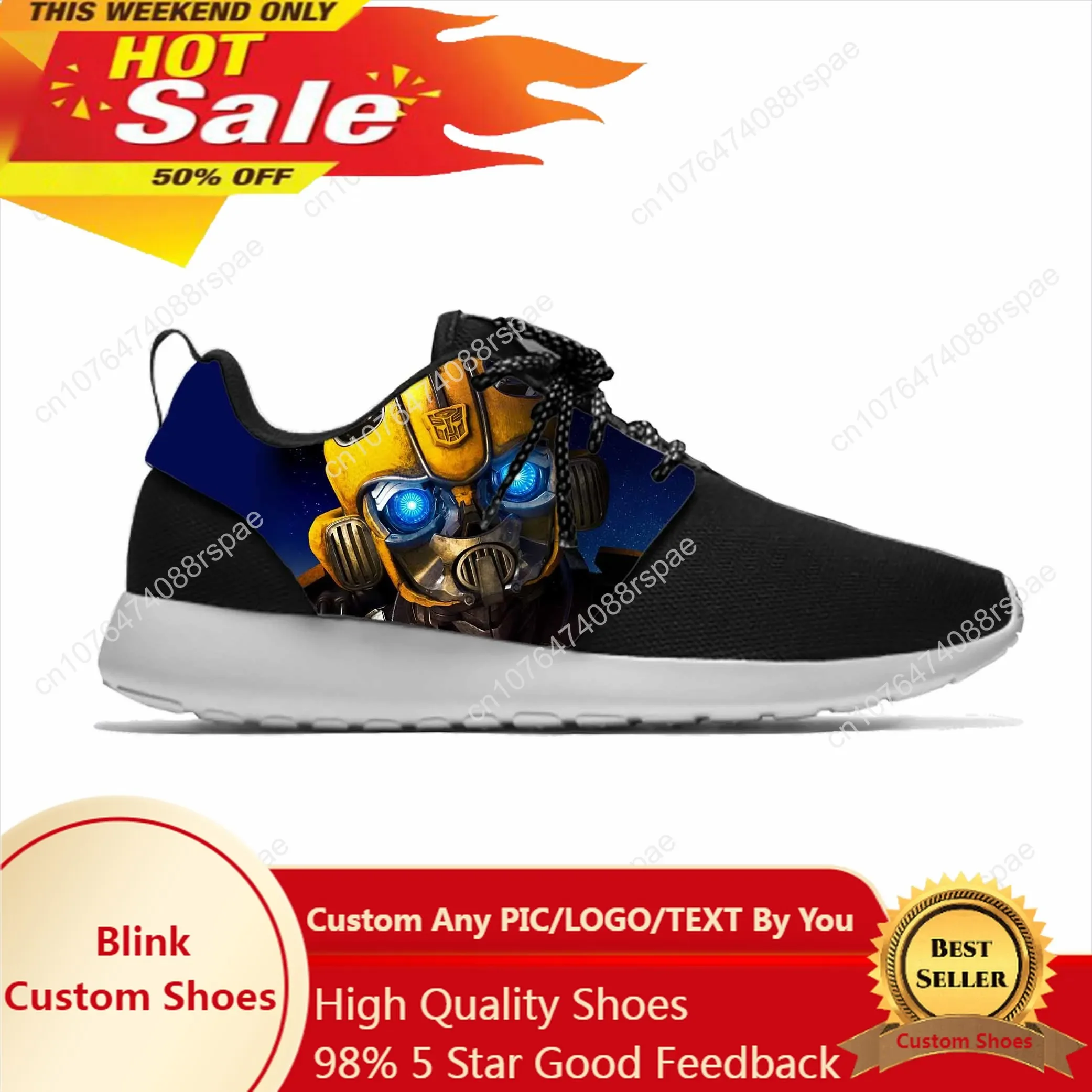 Anime Cartoon Manga Bumblebee Transformer Fashion Sport Running Shoes Casual Breathable Lightweight 3D Print Men Women Sneakers