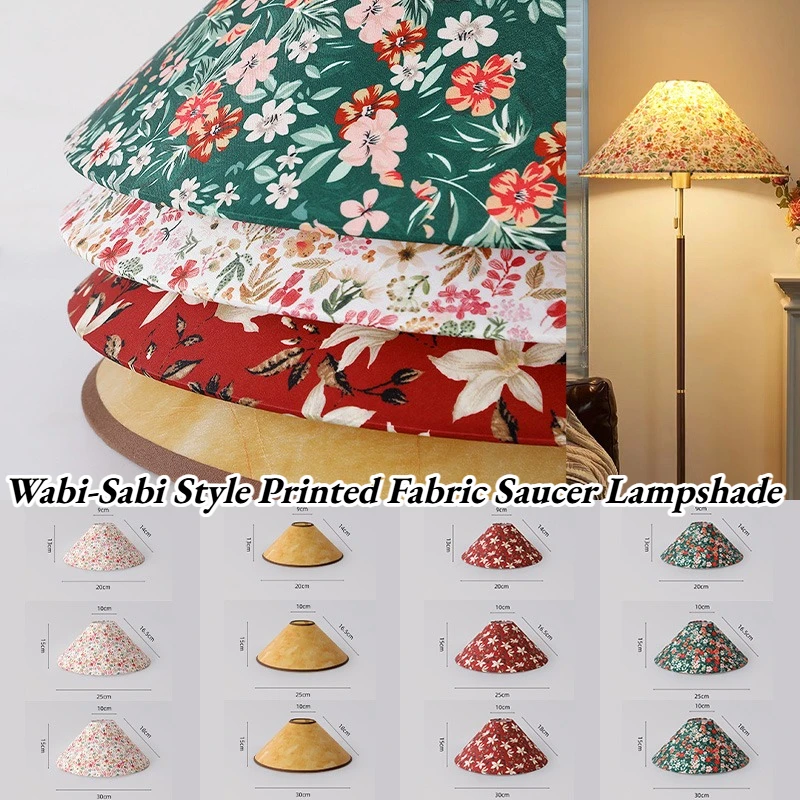 Vintage Wabi-Sabi Style Printed Fabric Saucer Lampshade Table Lampshade Lamp Accessories Bedroom Hotel Bedside Floor Lamp Cover