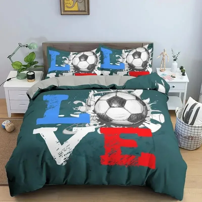

Football Bedding Set Printing Pillowcase Quilt Cover Soccer Duvet Covers Home Textiles Queen King Size Sport Theme Quilt Cover