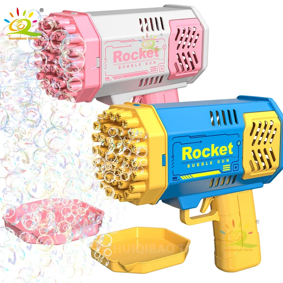 40 Holes Space Rocket Handheld Fully Automatic Lights Bubble Machine Electric Toys for Children Summer Outdoor Fantasy Toy Gifts