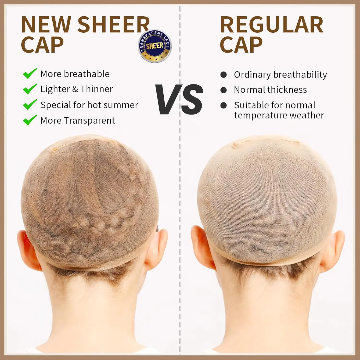 Wholesale HD Wig Caps High Quality Transparent HD Hair Nets Weave Nylon Stretchy Lace Front Wig Cap for Women Men Light Brown
