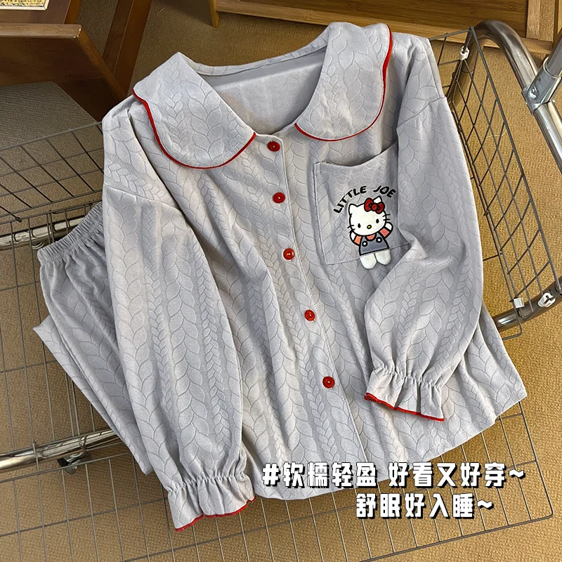 

Fashion Cartoon Women's Long Sleeved Pants Pajamas Spring New Cute Sweet Girl Set Comfortable Student Home Clothes Breathable